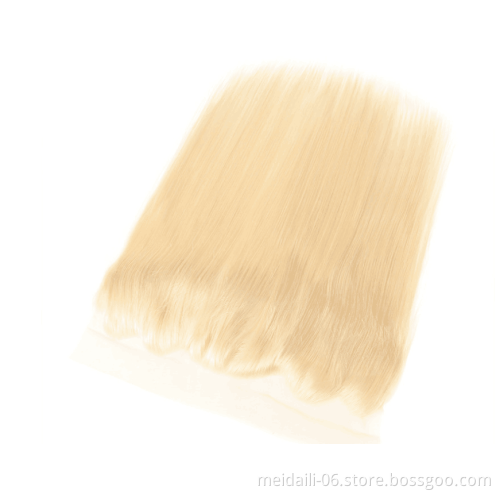 Hair European Wavy Natural Blonde 613 Soft Wholesale Cheap Silky Straight Style Wave 13*4  Hair Closure